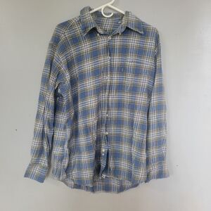 Men's Blue Plaid Button-Up Shirt Barbour Winter Cheek